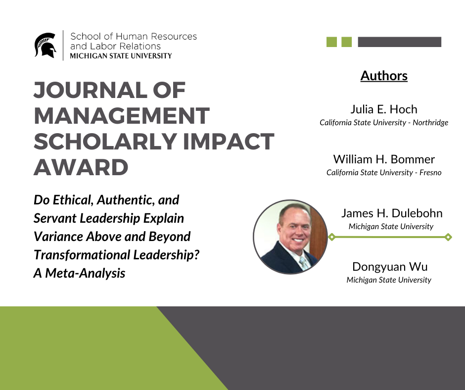 HRLR's Dr. Jim Dulebohn awarded Journal of Management Scholarly Impact Award